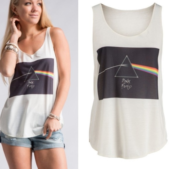 White Pink Floyd graphic sleeveless tank top Small S Large L - Picture 3 of 3